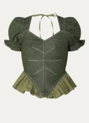 Laagam Regina top van denim met pofmouw