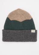 Barts Walnur fijngebreide muts van wol met colour blocking