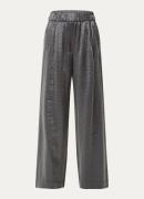 by-bar Benji high waist loose fit pantalon met metallic finish