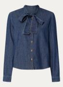 River Woods Blouse van chambray met sjaalkraag