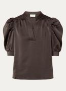 Neo Noir Roella top van satijn met pofmouw