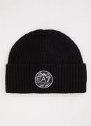 Armani Grofgebreide muts in scheerwolblend met logo