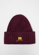 Ganni Core Future ribgebreide muts in wolblend met logo