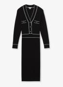 Reiss Lorrie midi jurk in wolblend met gestreept detail