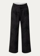 MUNTHE Stormy high waist wide fit palazzo broek met borduring en paill...