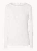 OPUS Sovke top met boothals en ribstructuur