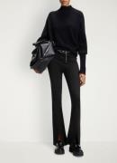 HUGO Mid waist flared fit pantalon met split en ceintuur