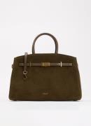 DeMellier The Hudson Midi handtas van suède met afneembare schouderrie...