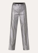 Summum High waist straight fit pantalon met metallic finish