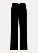 OPUS High waist wide fit pantalon van imitatiesuède met steekzakken