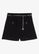 Maje High waist wide fit korte broek met tweed-look