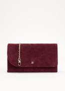 L.K.Bennett Farah clutch van suède met afneembare schouderriem