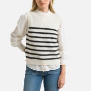 Pull sans manches rayé col rond ALIVIE