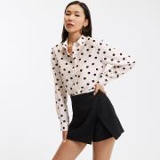 Chemise imprimé pois, manches longues