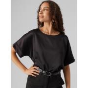 Blouse satinée, manches courtes