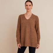 Pull tunique, col V, en fine maille