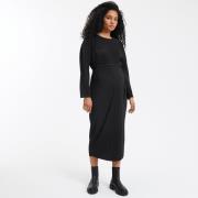 Robe de grossesse longue, jersey plissé