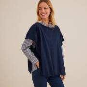 Poncho col rond en fine maille.