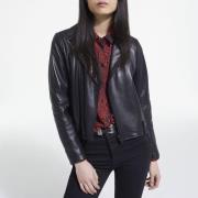 Blouson court zippé en cuir