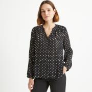 Blouse col rond, imprimé à pois, manches longues