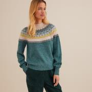 Pull jacquard, col montant, en grosse maille