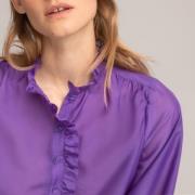 Blouse col montant volanté, manches longues