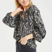 Blouse imprimée, col mao