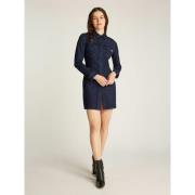Robe chemise courte en denim manches longues