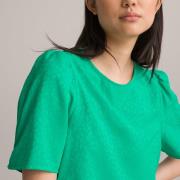 Blouse col rond imprimé jacquard, manches courtes