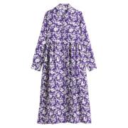 Robe-chemise longue évasée, imprimé fleurs