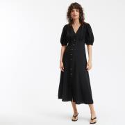 Robe longue, col V, manches coudes