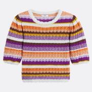 Pull en crochet rayé, manches aux coudes, PANACA