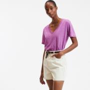 Tee shirt en lin col v manches courtes