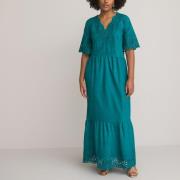 Robe évasée, longue, broderie anglaise