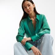 Chemise fluide en satin, manches longues