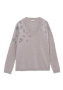 Pull V manches longues à strass