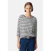 T-shirt rayé col rond manches 3/4 bijoux épaules