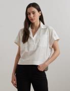 Blouse droite et ample, col polo, manches courtes