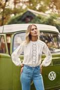 Blouse en coton brodé, col rond, BETTY