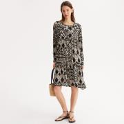 Robe évasée, imprimé floral abstrait, mi-longue