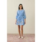 Robe courte brodée, col rond manches 3/4, RINALA
