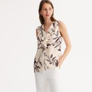 Blouse col V, imprimé floral, sans manches