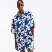 Chemise oversize imprimée, manches aux coudes