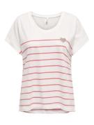 T-shirt rayé, impression cœur devant