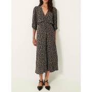 Robe midi col V, froncée et imprimée, NYLIA