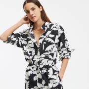 Chemise oversize imprimée, manches longues