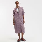 Robe-chemise longue rayée, manches longues