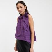 Chemise sans manches, col montant, à carreaux