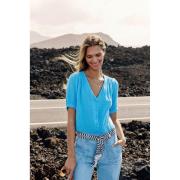 Blouse boutonnée col V, manches courtes, TEVAN