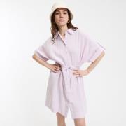 Robe-chemise évasée, courte, manches courtes